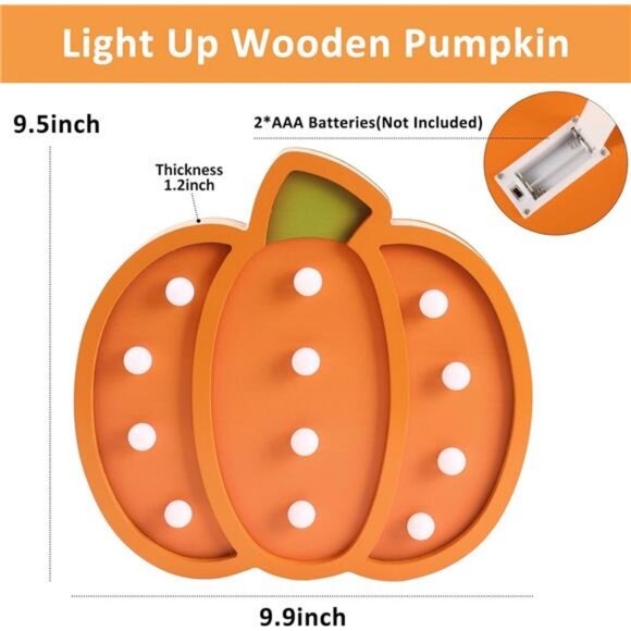 Fall Decor-Fall Decorations for Home-Light Up Wooden Pumpkins- Handmade Pumpkins - Picture 3 of 7